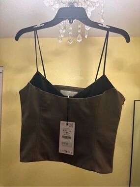 Zara Brown Spaghetti Strap Top